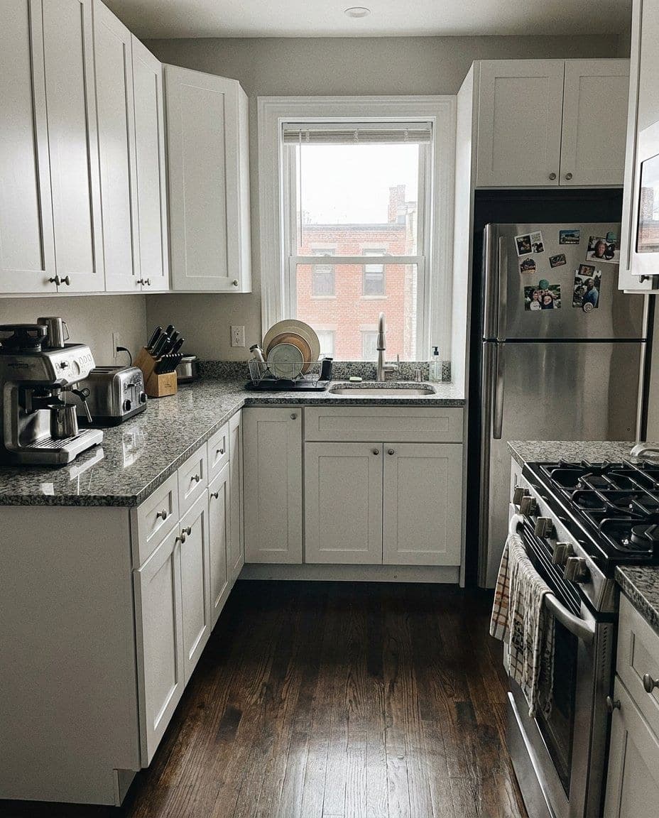 A bright, spotless apartment kitchen after a NovaSpark residential cleaning